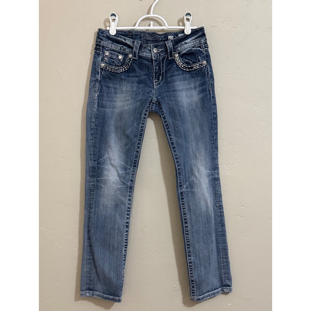 Miss Me jeans 27 JE8003T2N MK174 bling rhinestone straight dark wash